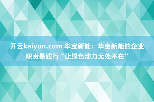 开云kaiyun.com 华宝新能：华宝新能的企业职责是践行“让绿色动力无处不在”