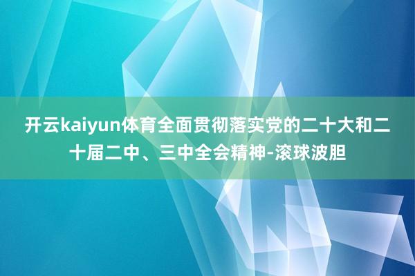 开云kaiyun体育全面贯彻落实党的二十大和二十届二中、三中全会精神-滚球波胆