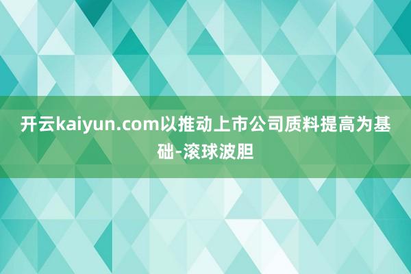 开云kaiyun.com以推动上市公司质料提高为基础-滚球波胆