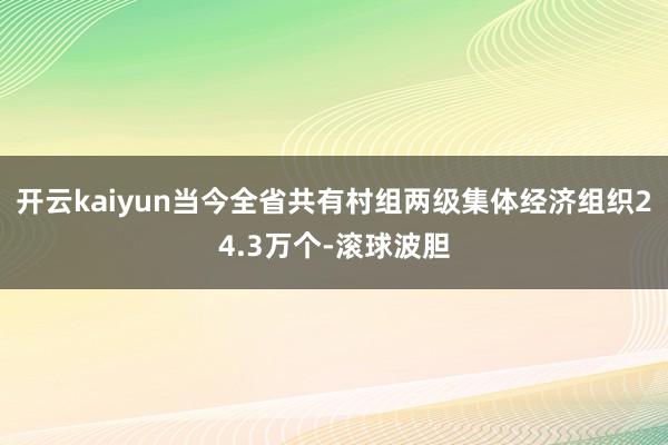 开云kaiyun当今全省共有村组两级集体经济组织24.3万个-滚球波胆