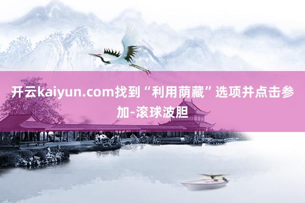 开云kaiyun.com找到“利用荫藏”选项并点击参加-滚球波胆